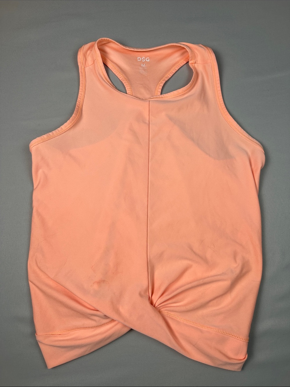 DSG Girls Tank Top Peach Twist-Front Racerback Size Medium